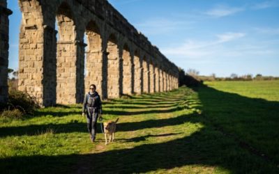 L’aqueduc du Gier avec son chien