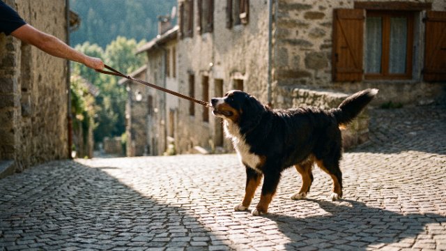 chien qui tire en laisse à Albertville