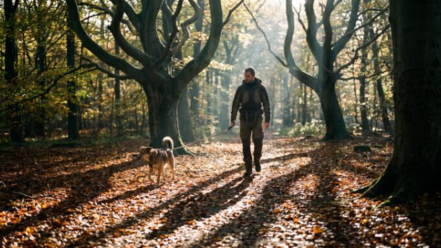 Montagne de Reims avec son chien
