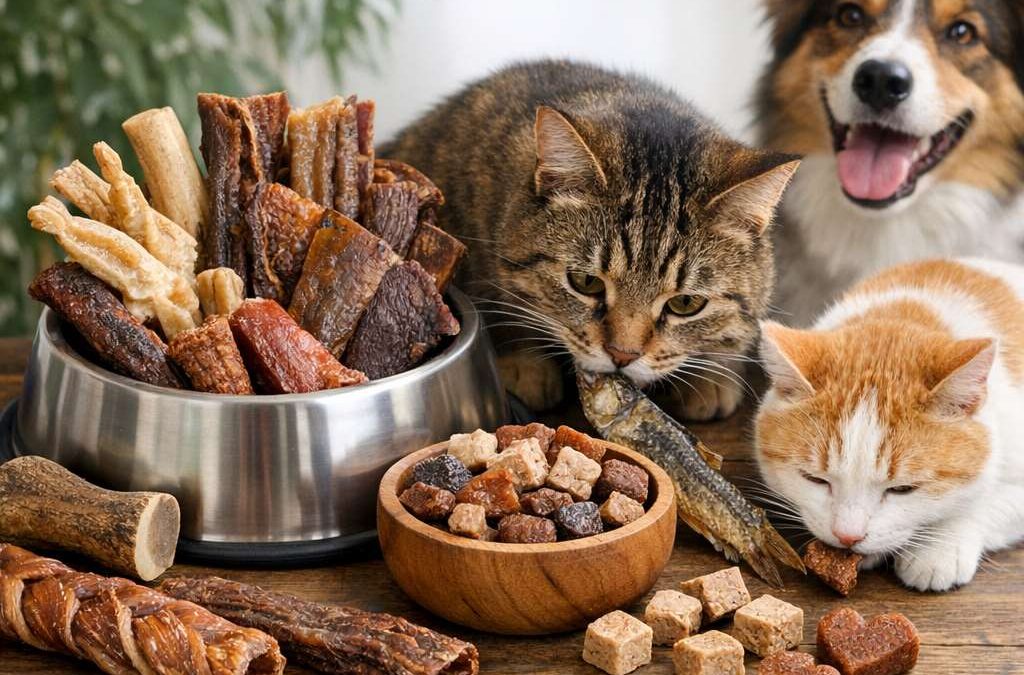 Friandises naturelles pour chiens et chats : plaisir, mastication et éducation positive